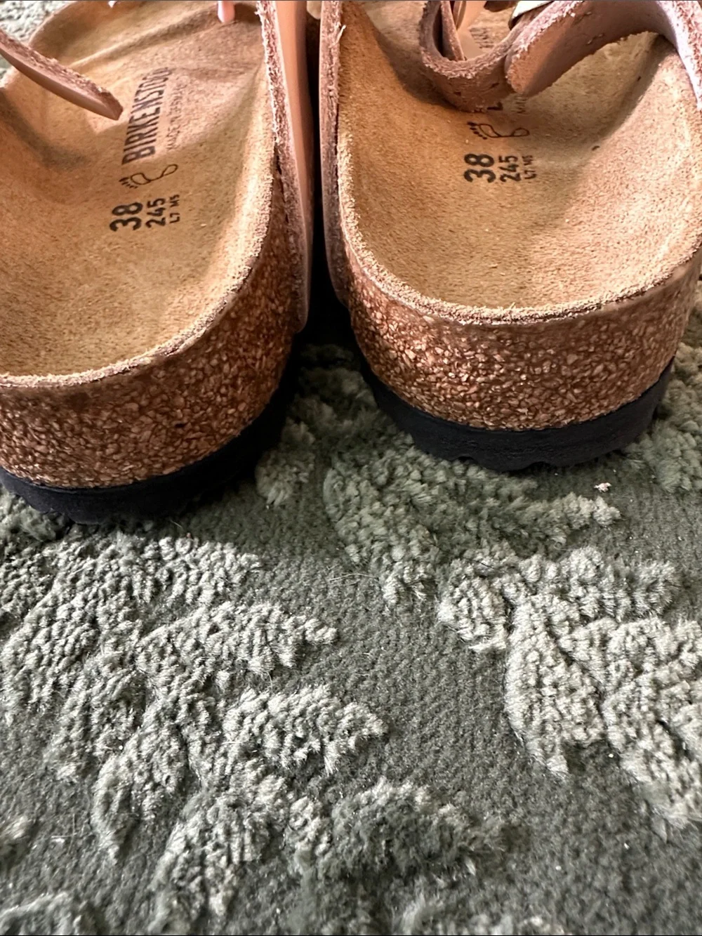 Birkenstock Gizeh Pink Floral Leather Thong Sandals - Picture 7 of 9